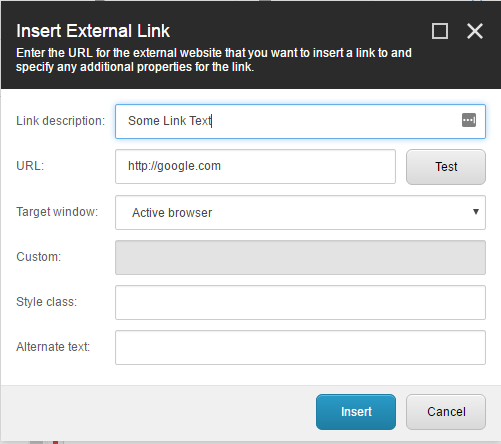 Inserting the link